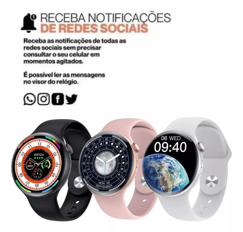 Relógio Smartwatch Feminino E Masculino W28 Pro Redondo