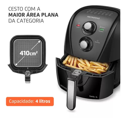 Fritadeira Air Fryer Mondial AFN-40-BFT 4L 1500W Preta