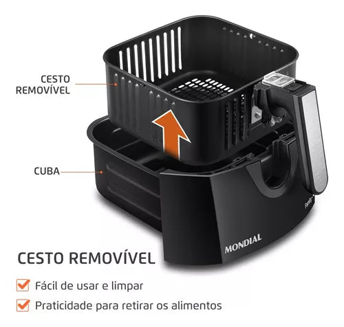 Fritadeira Air Fryer Mondial AFN-40-BFT 4L 1500W Preta